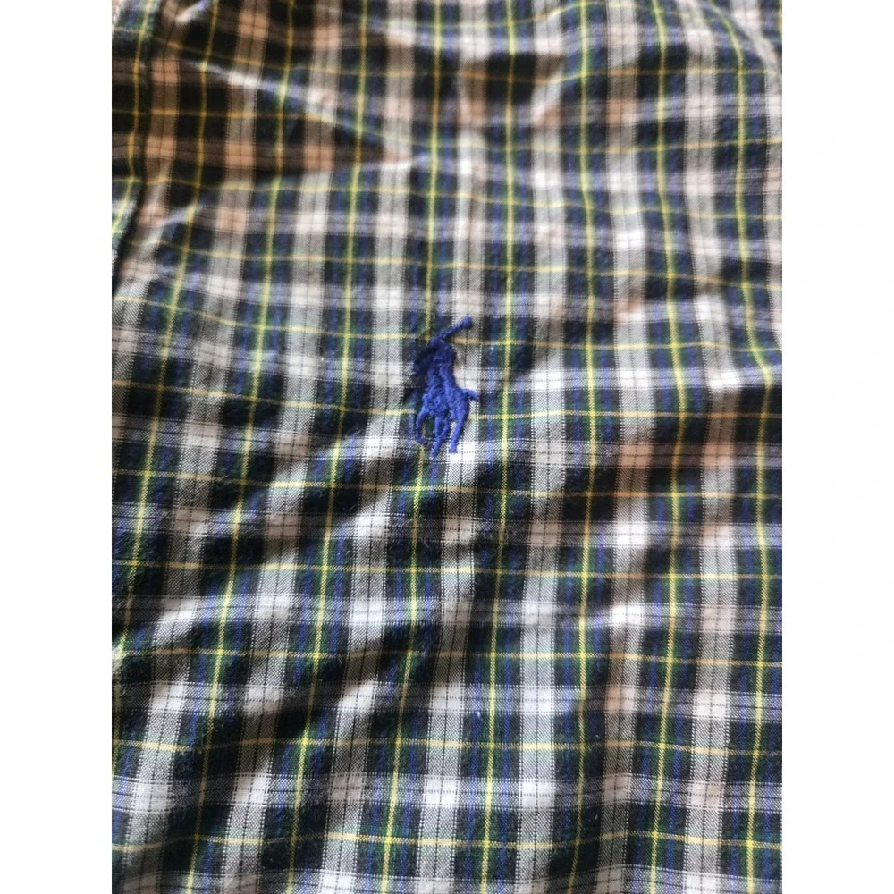 Ralph Lauren Kids Green Plaid Long Sleeve Button Down Shirt Size Medium M Cotton